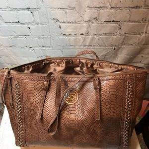 BeBe Brown Croc Faux Leather Tote